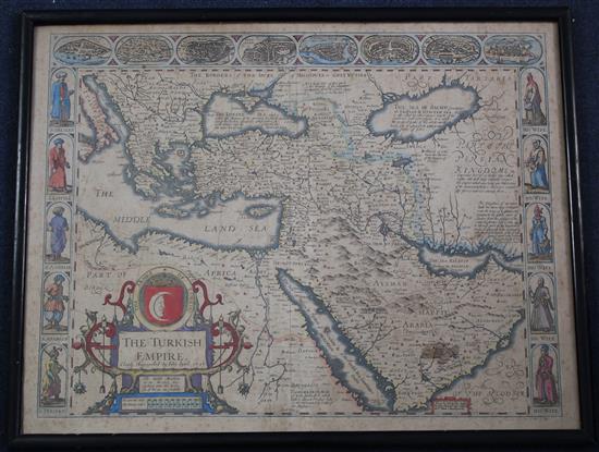 John Speed (1552-1629) Map of the Turkish Empire, 1626, overall 16.5 x 21.5in.